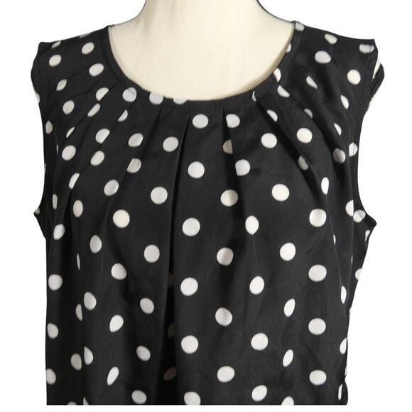 Merona Women's Large Blouse Polka Dots Sleeveless Polyester Lightweight - Picture 2 of 5